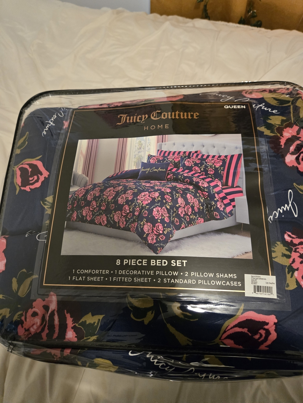 Juicy Couture Floral Comforter Set in Navy and Pink